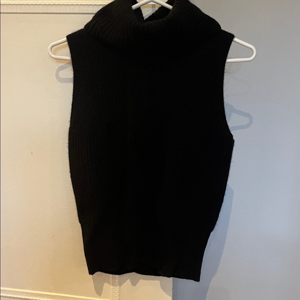 Theory Black rib shell turtleneck Sleeveless sweater cashmere